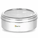 Chefkit Stainless Steel Spice (Masala) Box for Kitchen | Spices Organiser With See Through Lid With 7 Containers And Small Spoon | Modernize Your Spice Collection