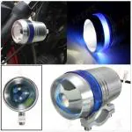 AllExtreme EXU3SB2 U3 LED Fog Light Off Road Driving Spot Headlight with Hi,Low Strobe and Blue Angle Eye for Bikes Cars and Motorcycles (8W, Blue and White, 2 PCS)