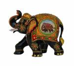 Idol Collections Multicolor Wood Wooden Hand Painted Elephant, 5 Inch