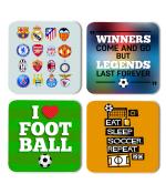 Whats Your Kick Winners Football theme Printed Set of 4 Coasters With Beautiful Metal Stand