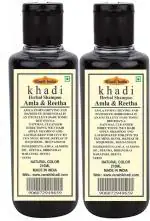 Khadi Herbal Pure & Natural Shampoo Amla Reetha Shampoo | Hair Cleanser | Anti-Hair Fall Shampoo | Shampoo for Thick & Strong Hair (Pack of 2) (420 ml)