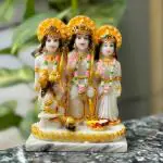 INTEXTURE GALLERY 99 Gold Plated Ram Darbar Marble Made Murti ,Lord Ram Darbar Idol Showpiece For Hindu Religious Idols Ram Sita Laxman Hanuman Statue on Puja ,Diwali, Decoration Item |3.5(L)x2(B)x4.5(H)|