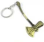Blue Aura Jark Gold Metal Avengers Infinity War Thor Axe Stormbreaker Keychain And Keyring For Bikes, Cars, Bags, Home Key Chain