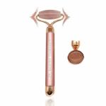 EARTH THERAPY Automatic Vibrating Rose Quartz Jade Face Massager Roller Dual Head for Anti-Wrinkles