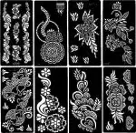 KICKWIX Set of 8 Tattoo Stencil| Mehandi Stencils For Women, Girls & Kids (Floral)