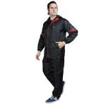 Prince Men Black Polyester Raincoat Boss Reservesable Jackat Waterproof Pant Carring Pouch (2Xl)