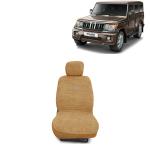 Kingsway Towel Fabric Car Seat Covers for Mahindra Bolero, 2020 Onwards Model, Material: 100% Cotton, Color : Beige, Complete Set of All Seats (Car Specific Front + Rear Seat Covers)