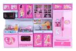 SHIVAARO Plastic Frozen Kitchen Set World Dream House Modern Kitchen Set Modular Kitchen Play Set With Light & Sound Cooking Range Unit Refrigerator Kitchen Toy Set For Girls|Openable Doors Multicolour (4 Station)