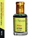 Saanvi Perfumers Khus Attar For Men and Women | Vetiver Attar | Itra | Scent | Natural Fragrance Oil | Perfume Oil | 0% Alcohol With Floral Fragrance (10ml)