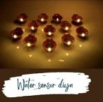 ROTE KIRSCHE Water Sensor Eco-Friendly Led Diyas Candle E-Diya,Warm Orange Ambient Lights,Battery Operated Led Candles for Home Decor, Festivals Decoration Diwali Lights Diva (Sensor Led Diya (6 Pcs)