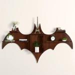 Euro Crystal Bat Shape Backlit Wood Wall Shelf / Book Shelf / Night Light, Walnut Finish