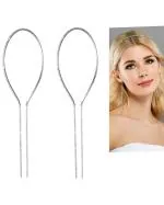 Dazz Look Sparkly Rhinestone Long Tassel Hair Chain Hair Band for Women's| Diamond Headband for Weddings and Parties| Stylish Hairband Women's| Hairband Birthday Gift for Women & Girls (Silver), Pack of 2