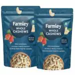 Farmley Whole Cashews, W400 Raw Kaju (Pack of 2, Each 500g)