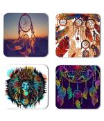 Whats Your Kick Dream Catcher Beautiful Design Printed Set of 4 Coaster With Metal Stand