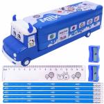 Toyshine Milk Truck Metal Pencil Box with Moving Tyres, for Kids - Blue