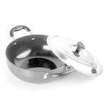 HM EVOTEKHard Aodized Kadai Kadhai Works Decorative Serving Cooking Bartan With Stainless Steel Lid Fetting Handle HC-133