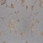 Shades of Life Pure Cotton Vertical Rose Beige with Yellow Embroidery 5m Curtain or Upholstery Fabric 54 Inches Width