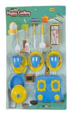 Globular Indian Kitchen Set Little Chef Cooking Cookware Pretend Play Set Toy with Accessories (Happy Cooking Blue)