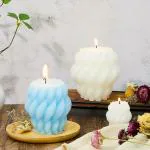 CANDLE_CABINETS Knot Ball Candle Elegant Decorative Candles Aesthetic Candles Beautiful Handmade White and Blue Creative Scented Soy Wax Candle for Housewarming Gift Home Room Shelf Decor-Pack of 3