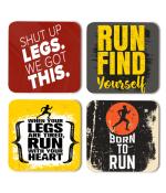 Whats Your Kick Set Up Legs Printed Set of 4 Coasters With Beautiful Metal Stand