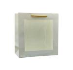 Tasche Paper Products White Transparent Printed Paper Window Gift Bags For Gifting Presents (9 x 9 x 4 Inch) Pack Of 40