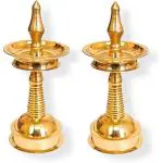 Subaa Brass Kerala Vilakku Pooja Lamp 10 inch, Set of 2