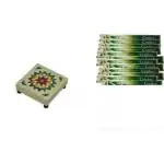 JSC STAR 555 Comfort Lemon Grass Mosquito Repellent Incense Sticks - (240 sticks) Lemon AND JSC STAR Bajoth Indian Religious Chowki Minakari Wooden Pooja Chowki