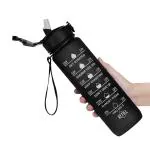 Boldfit Water Bottle with Motivational Time Markers,Water Bottles for gym with Measurement Shaker BPA Free Water Bottles 1 Litre-Black
