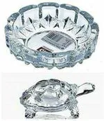 Navyaksh- mahakal Crystal Glass Turtle Plated Feng Shui Tortoise Plate Vastu Yantra Feng Sui Lucky Gift Puja Articles Decorative Showpiece - 14 cm Decorative Showpiece - 6 cm (Crystal, Clear)