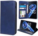 Unistuff Faux Leather Back Case Flip Cover for Realme 9 5G with ID Card Slot | Foldable Kickstand | 2 Card Slot | 1 Cash Slot - Executive Blue, 57346