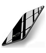 Clickaway Samsung Galaxy J7 Prime Luxurious Tempered Toughened Glass Back Case With Soft Edge Tpu Bumper Case Cover (Black)