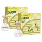 Aromahpure Premium Car Perfume Vent Clip |14 ML |Lemon Fragrance Car Air Freshener |Natural Essential Fragrance Oils in Glass Bottle with Wooden Reed Sticks|Long Lasting upto 30 days. Pack of 2