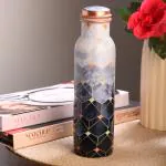 TUWEL Copper Water Bottle 1 litre - Printed Copper Bottle Design With Advanced Leak Proof - Copper With Ayurveda and Yoga Health Benefits (99% Pure Copper - Lab Tested); 1l (Pattern)