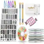 Royalkart Nail Art Kit For Women Professional 5 Dotting Pen Stamping Plate,French Nail Stamper,Scraper,Nail Art Buffer,Fimo Clay Wheel,Finger Tip Guide Nail Art Tools
