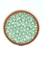 Habere India-All the Cultures Fabricating India Multicolor Round Cane Serving Tray, Large (40 x 40 x 5 cm)