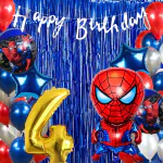 House of Banter Spiderman Theme Birthday Decorations for Boys, Kids Party, Girls - 4th Birthday Celebrations-Cartoon Birthday Decorations, Spiderman Birthday Party Supplies