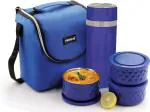 Trueware Plastic, Stainless Steel 3-Container Executive Plus Microwave Safe Lunch Box Each And Flask