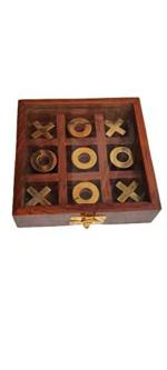 Biyanka Brown Wooden Tic Tac Glass Toy