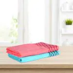 Justoriginals PCBT0CTNASTMC2140 Blue And Peach Cotton Bath Towels - King (Pack of 2)