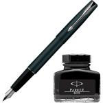 Parker Frontier Matte Black CT Fountain Pen + Quink Ink Bottle - Black (30ML)