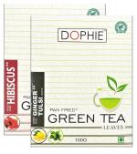 Dophie Ginger Tulsi Green Tea, Hibiscus Green Tea, Herbal Tea, The Healthest Green Tea (Combo Pack Of 2)
