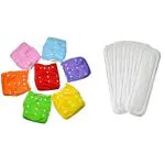 Crawl'in Combo of Baby Pocket Cloth Diapers Reusable Washable Adjustable Waterproof Cloth Diapers & Microfiber 4 Layer Baby Diaper Inserts Liners (0-2 Years)