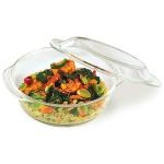 Treo By Milton 2000 Ovensafe Round Borosilicate Glass Casserole, 1 Piece, 2000 ml, Transparent | Microwave Safe | OTG Safe | Freezer Safe | Dishwasher Safe