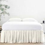 Home Blendz Bed Skirt  TWIN XL 21 Inch Drop | Solid Pattern Microfiber Easyfit | Tailored Wrinkle Fade Resistance Soft Fabric Stylish Design Bed Frame Legs Cover- (WHITE 39*80)