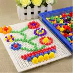 BCMP Mushroom Nail Platter For Kids Age 3+ Knob & Block Jigsaw Puzzle Mix Color For Creative Boys & Girls, pegboard game, Teenagers Handmade Sticky Art Craft Kit 200+ Pieces, Ideal Gift Parents Perference