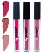 bq BLAQUE Matte Liquid Lipstick Combo of 3 Lip Color # 105-113-116 (Dark & Bold Pink, Brown, Light Nude Brown, 12 ml)