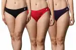 FF Essentials Women's Cotton Bikini Brief Underwear No Show Panties, Soft Stretch Bikini Panties, Pack of 3, Medium