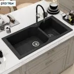 Plantex Quartz Acrylic Sink for Kitchen/UV Protected Siapan Kitchen Sink/Granite Double Bowl Sink/Undermount/Topmount (Siapan-40x20 Inches)