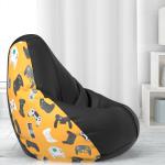 Biggie Bean Bag - Size : 4XL - 3D Printed Teardrop Bean Bags - Designed by : DonnaPaula London - Color: Game Remote - H - Black Orange - Bean Bag Cover - Best 3D Printed Bean Bag for Living Room - Luxury Bean Bag - Lounge Chair Latest Bean Bag