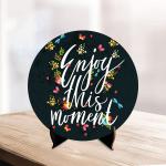 Artvibes Wooden Enjoy This Moment Showpieces Art With Positive Quotes For Table Decor |Office Desk | Home Decoration | Living Room | Modern Art Decorative Gifting Item (SP_1220)